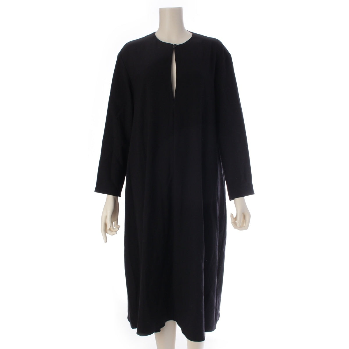 THE ROW wool V-neck midi dress maxi one piece 7461 W2565 black XS