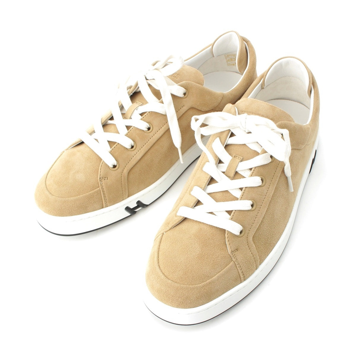 HERMES Kid chevre velois Low cut sneakers shoes Beige white 42.5