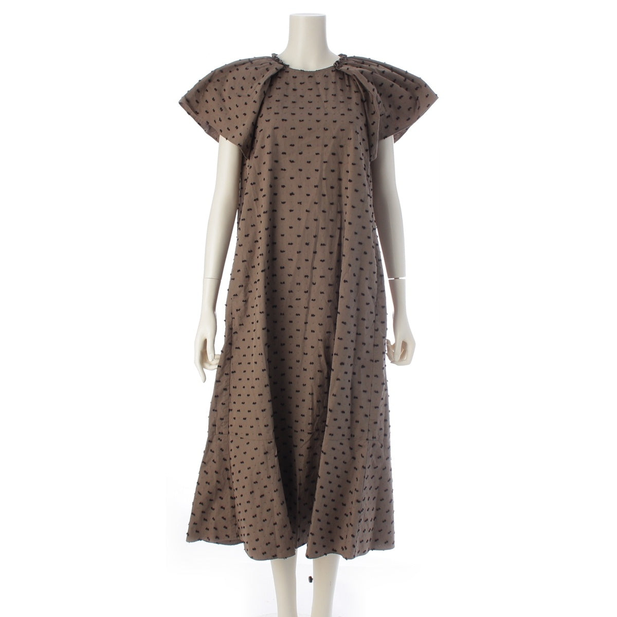 Drawer Japan M.SUMMER2 Cut Jacquard Flare Sleeve one piece 6526-299-1533 olive 36