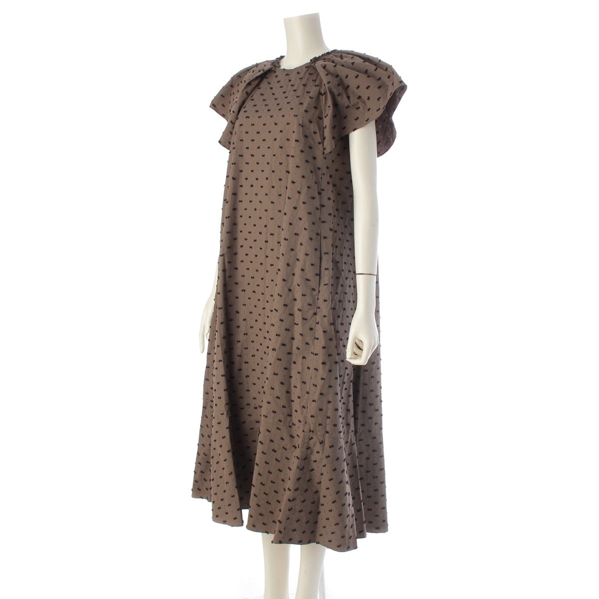 Drawer Japan M.SUMMER2 Cut Jacquard Flare Sleeve one piece 6526-299-1533 olive 36