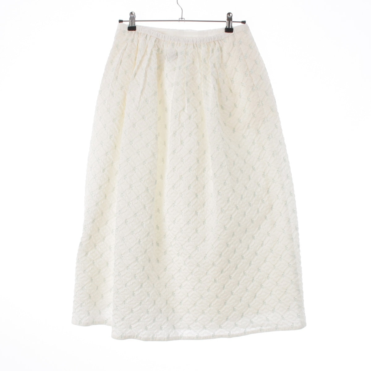 Drawer polyester M.SUMMER2 Matelassé Tuck Puffy Jacquard skirt 6524-299-1802 White blue 38