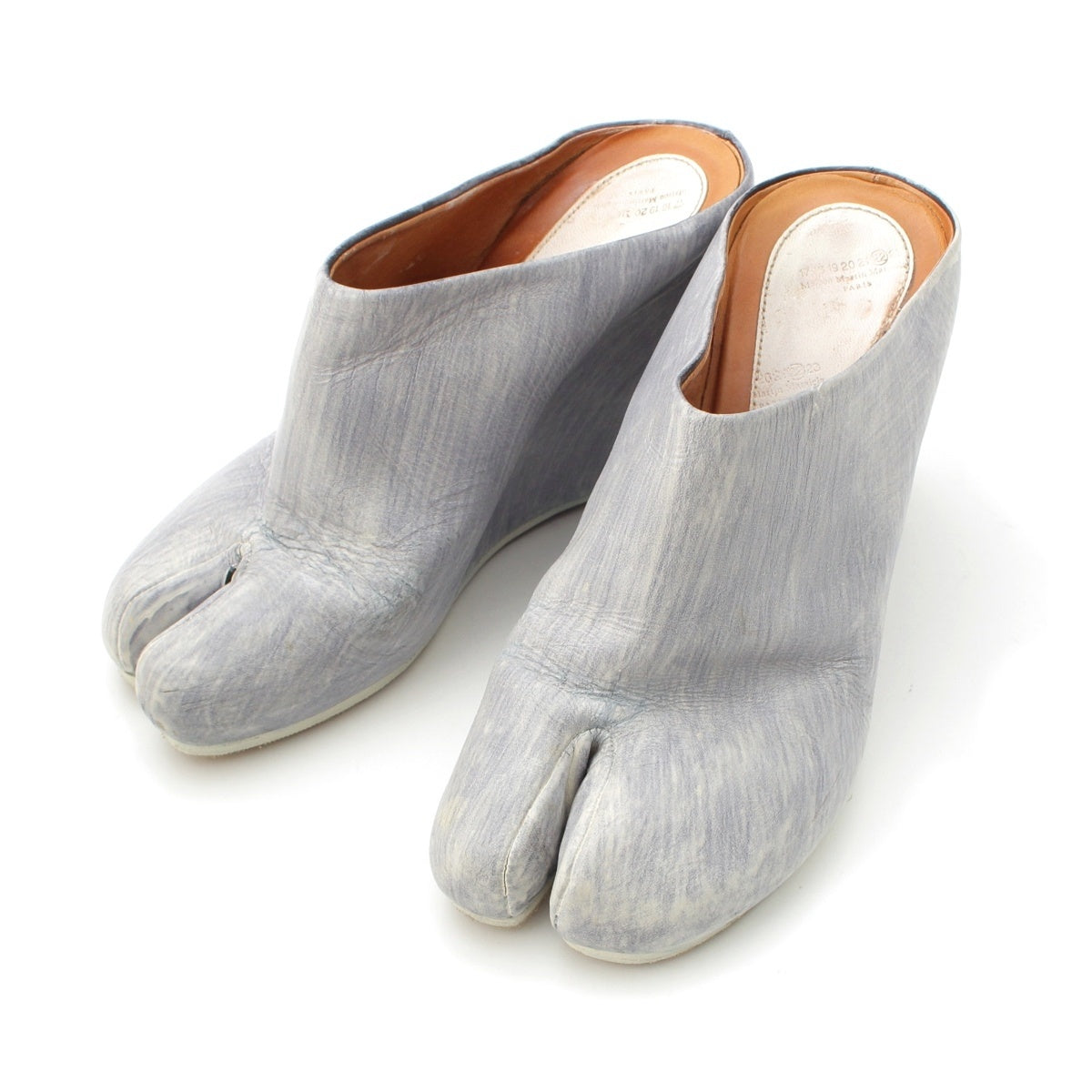 Maison Margiela leather Tabi (Japanese split-toe socks), clogs, painted finish Sandals gray 39