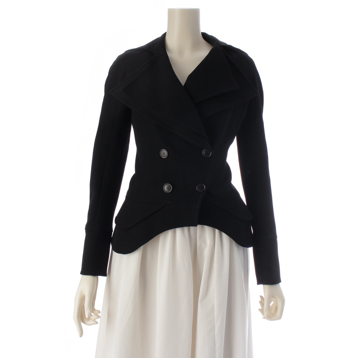 Christian Dior Wool x polyurethane Double-breasted flared dress Jacket black 34