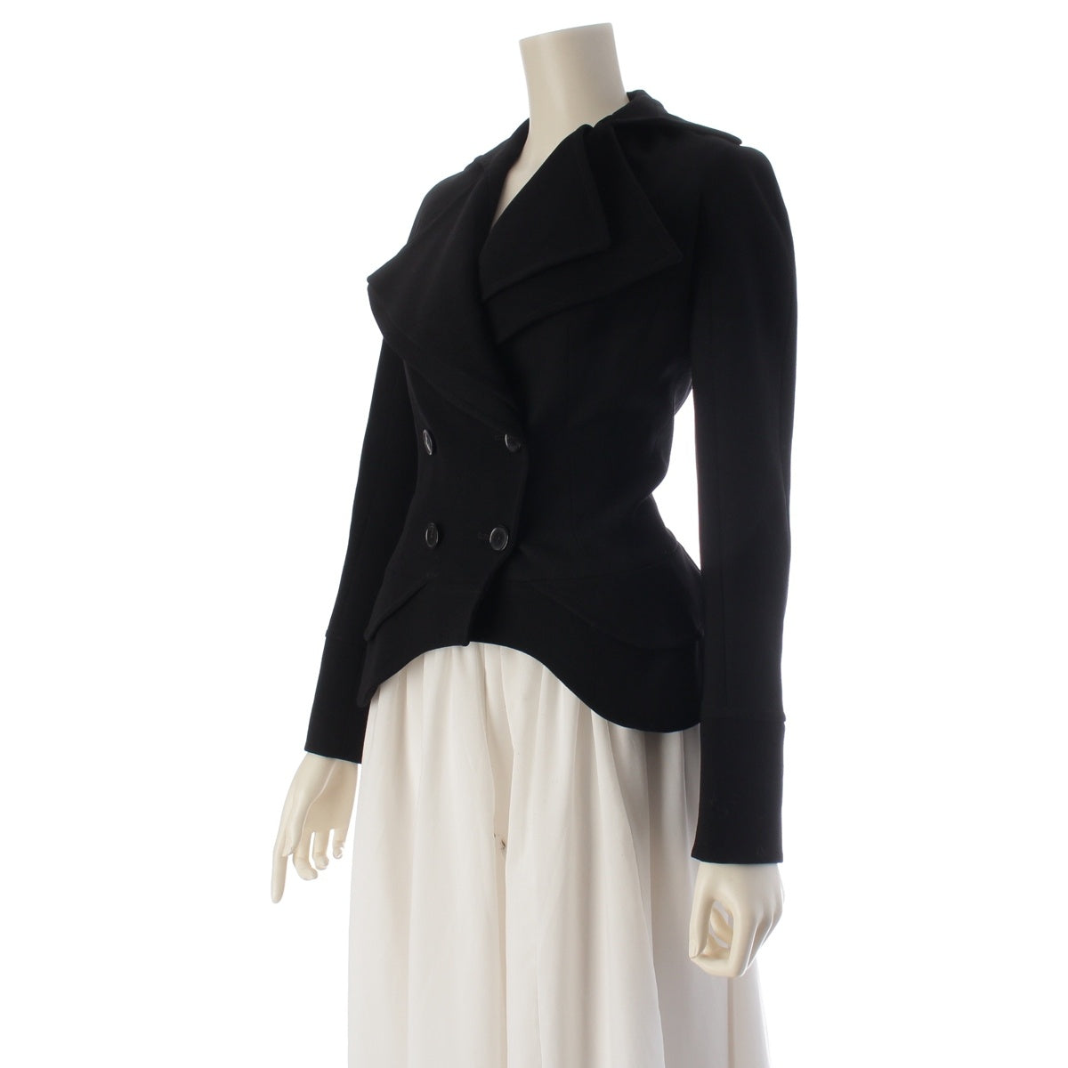 Christian Dior Wool x polyurethane Double-breasted flared dress Jacket black 34