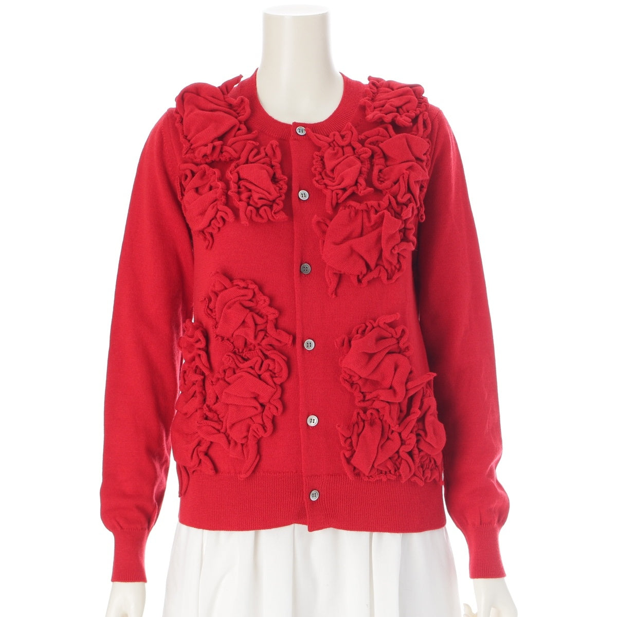 COMME des GARCONS COMME des GARCONS Comcom wool Ruffle frill scrunchie knit cardigan tops RP-N507 Red S
