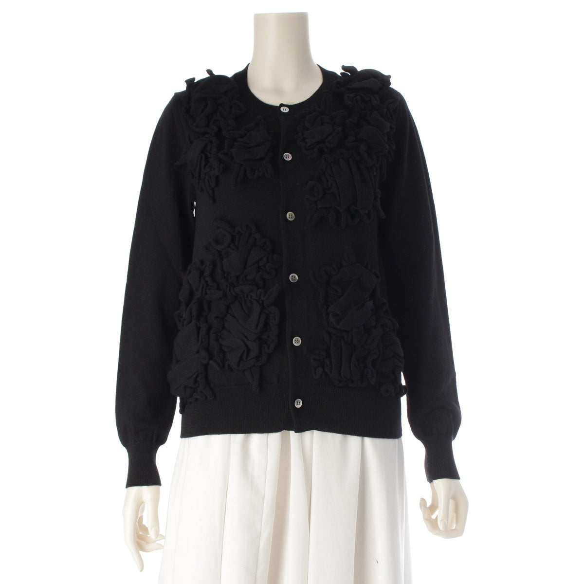 COMME des GARCONS COMME des GARCONS Comcom wool Ruffle frill scrunchie knit cardigan tops RP-N507 black S