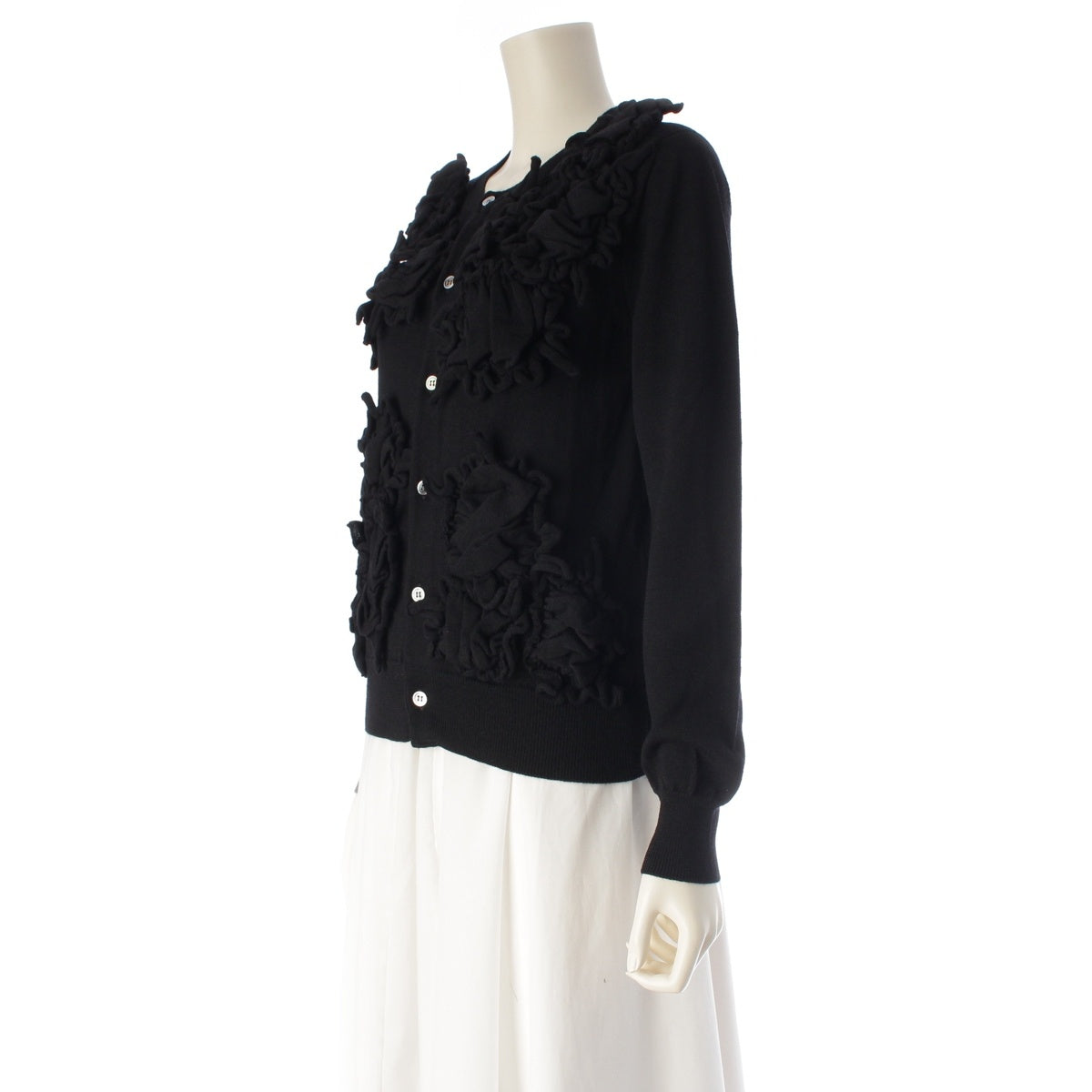 COMME des GARCONS COMME des GARCONS Comcom wool Ruffle frill scrunchie knit cardigan tops RP-N507 black S