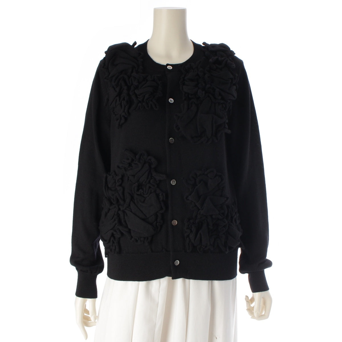 COMME des GARCONS COMME des GARCONS Comcom wool Ruffle frill scrunchie knit cardigan tops black L