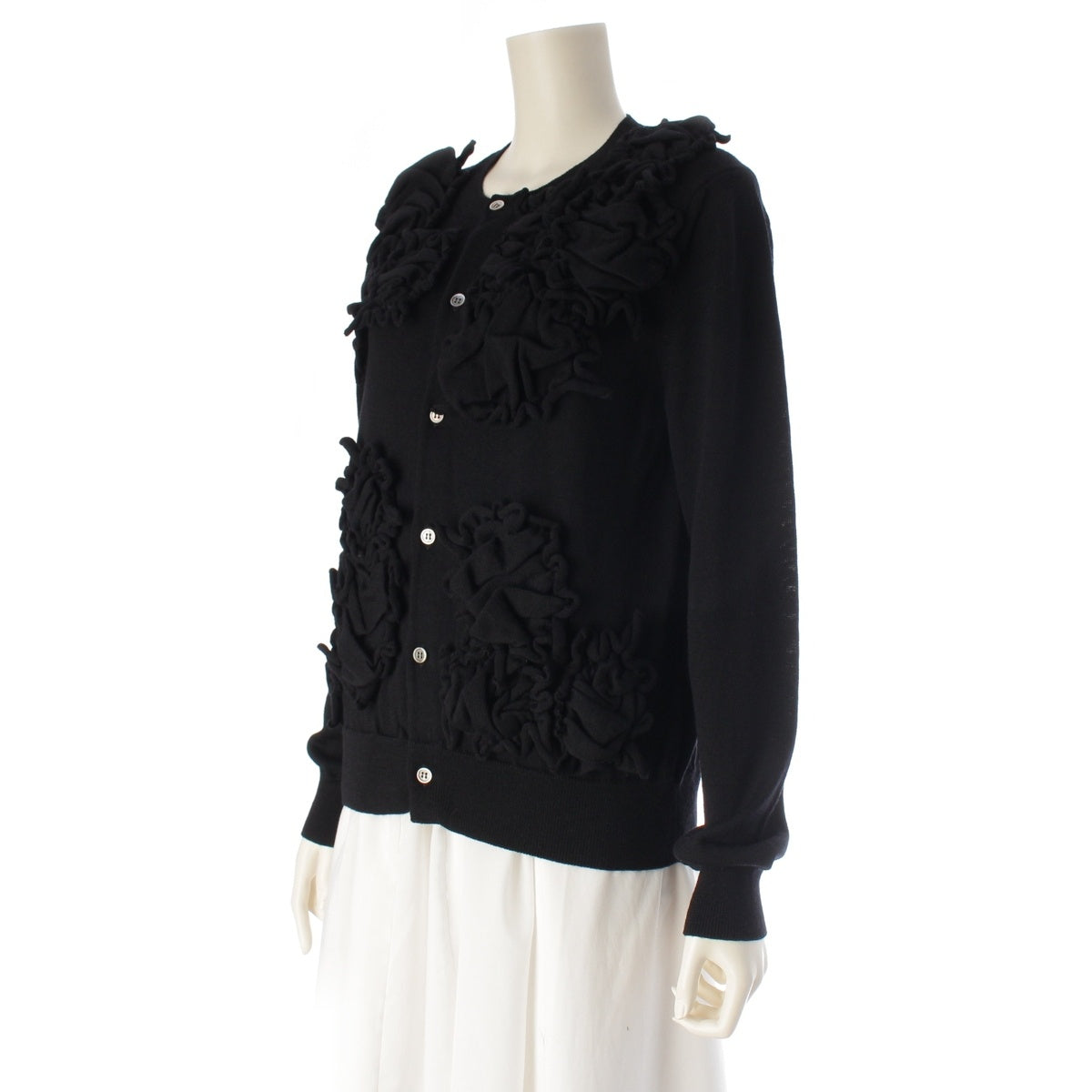 COMME des GARCONS COMME des GARCONS Comcom wool Ruffle frill scrunchie knit cardigan tops black L