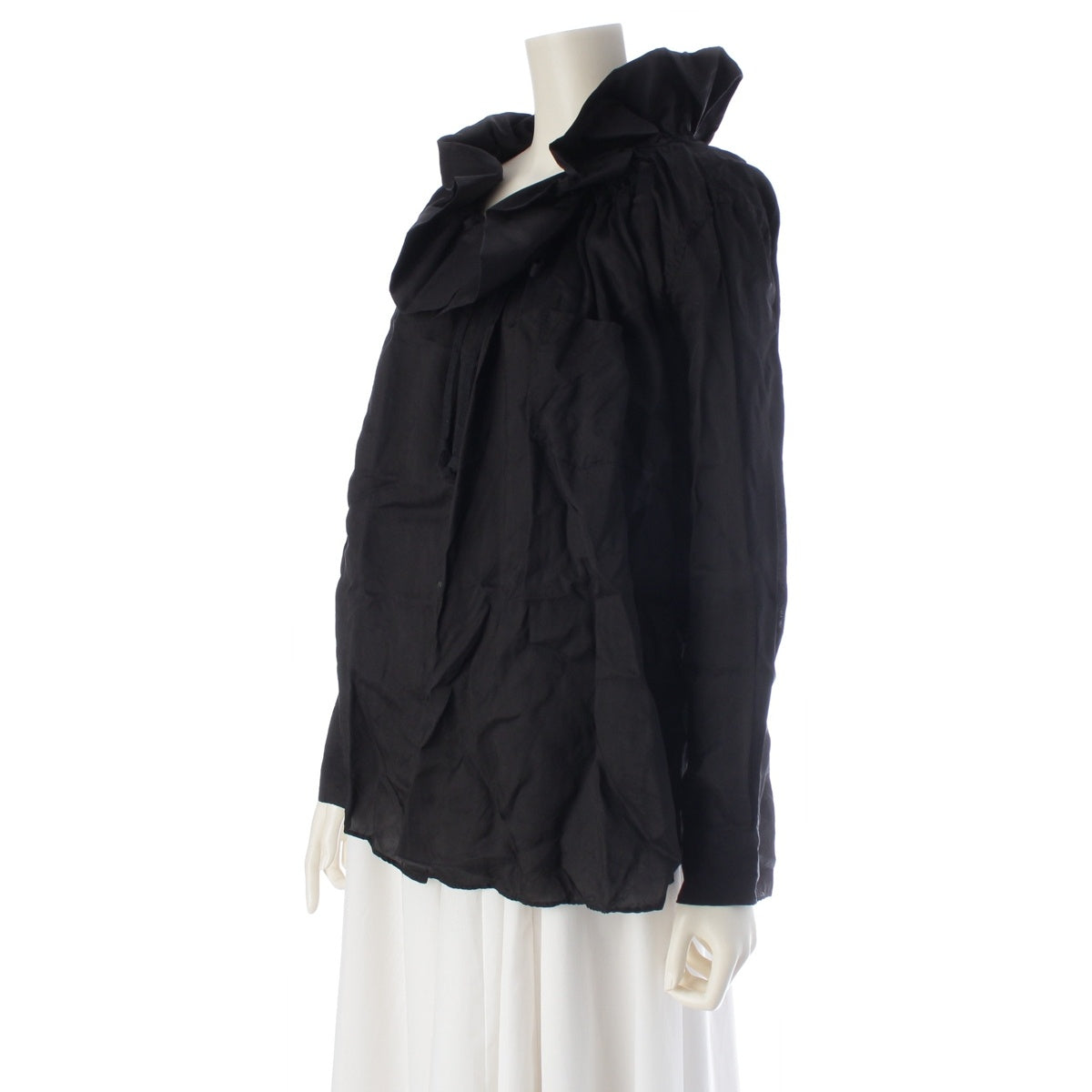 COMME des GARCONS COMME des GARCONS Cupra Collar: Gathered cupro Long sleeve shirt RK-B018 black