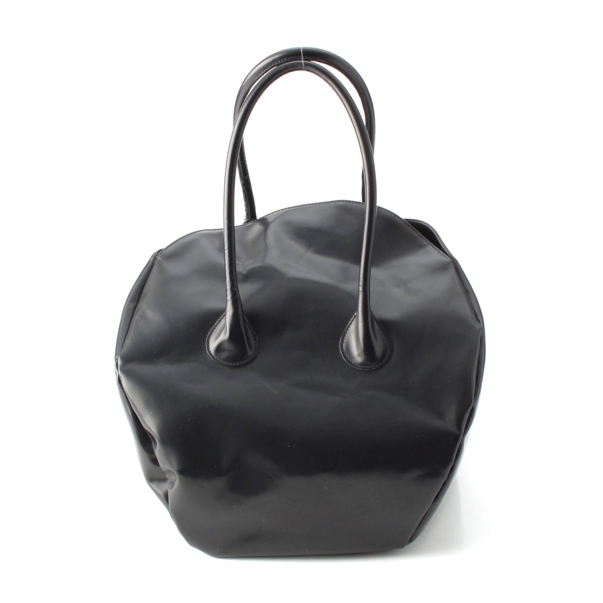COMME des GARCONS leather Archive, Irregular Shape, Extra Large, Gathered Trapezoid Handbag GK-102010 black