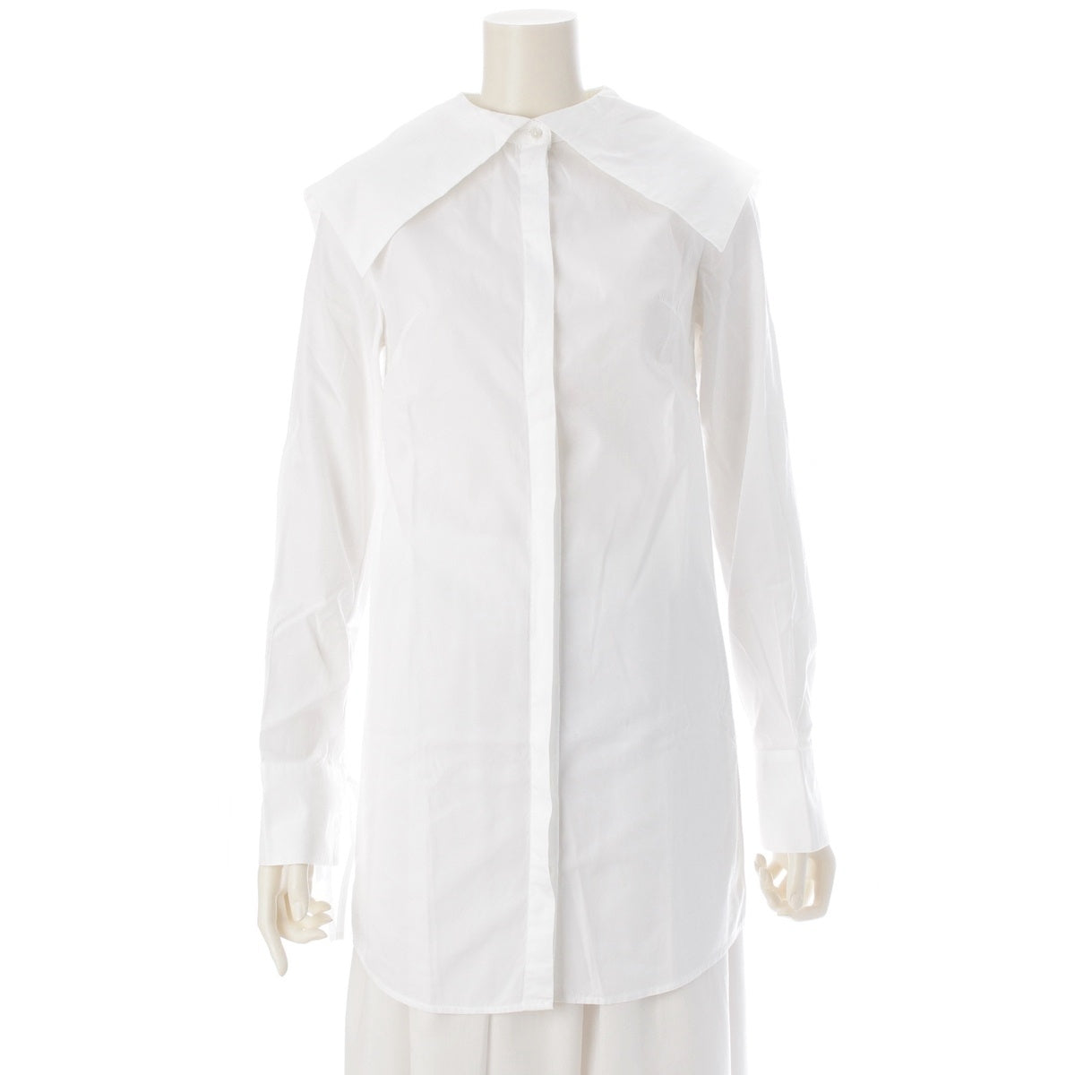 Cecilie Bahnsen cotton Sailor collar long shirt, long sleeves blouse white UK6 US2