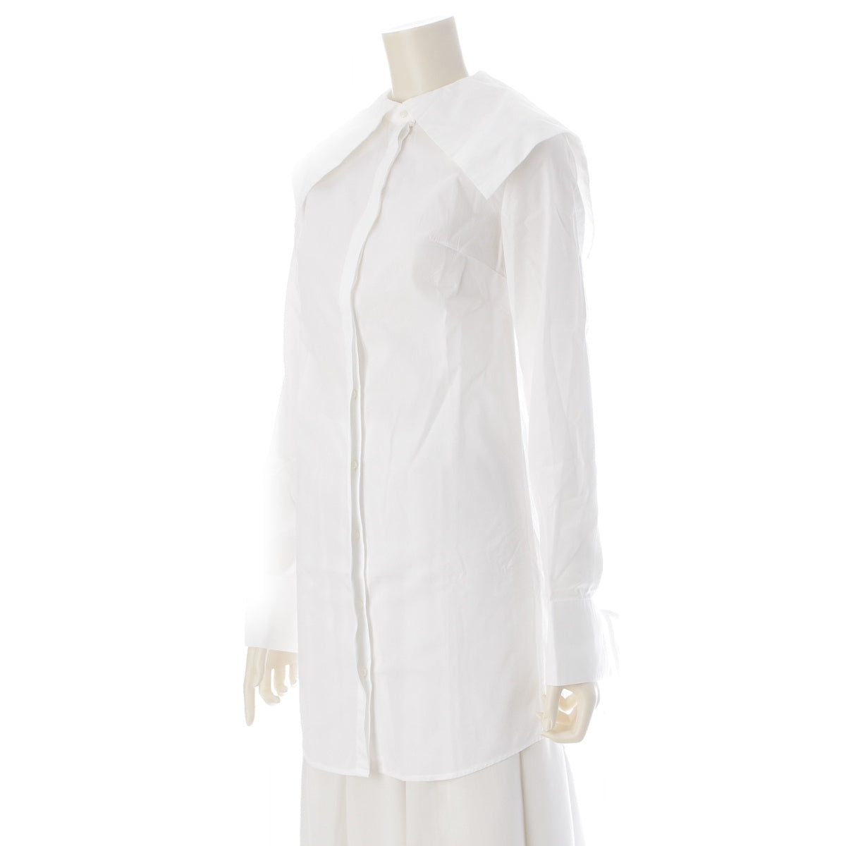 Cecilie Bahnsen cotton Sailor collar long shirt, long sleeves blouse white UK6 US2