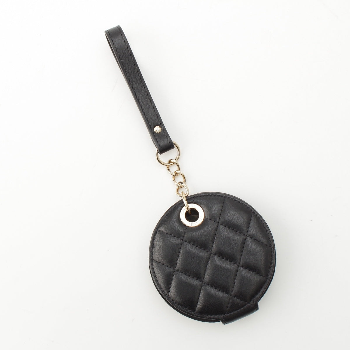 CHANEL leather Item No. 28 COCO Mark Matelassé Round Name Tag Accessory black