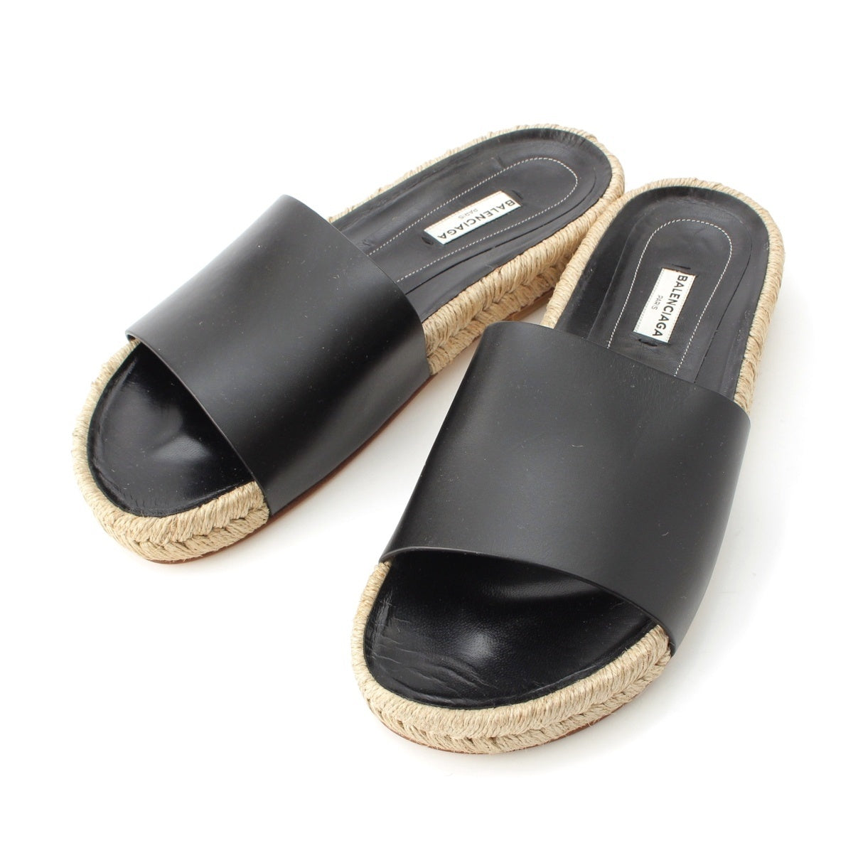 BALENCIAGA leather Espadrille Sandals black 38
