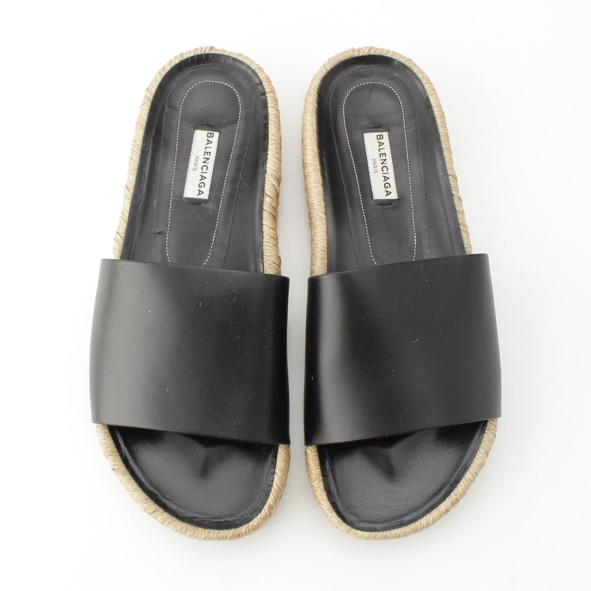 BALENCIAGA leather Espadrille Sandals black 38