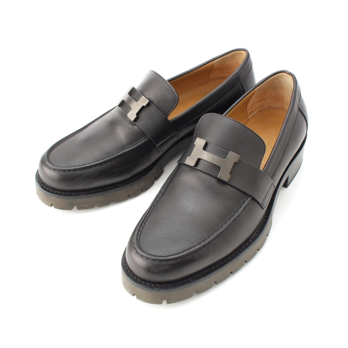 HERMES Grégoire leather loafers shoes BR231998ZA black 39
