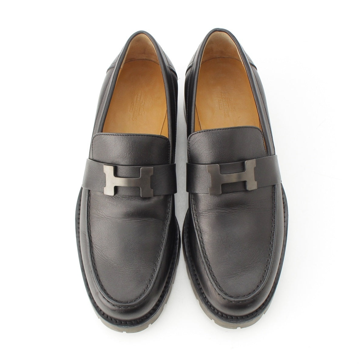 HERMES Grégoire leather loafers shoes BR231998ZA black 39