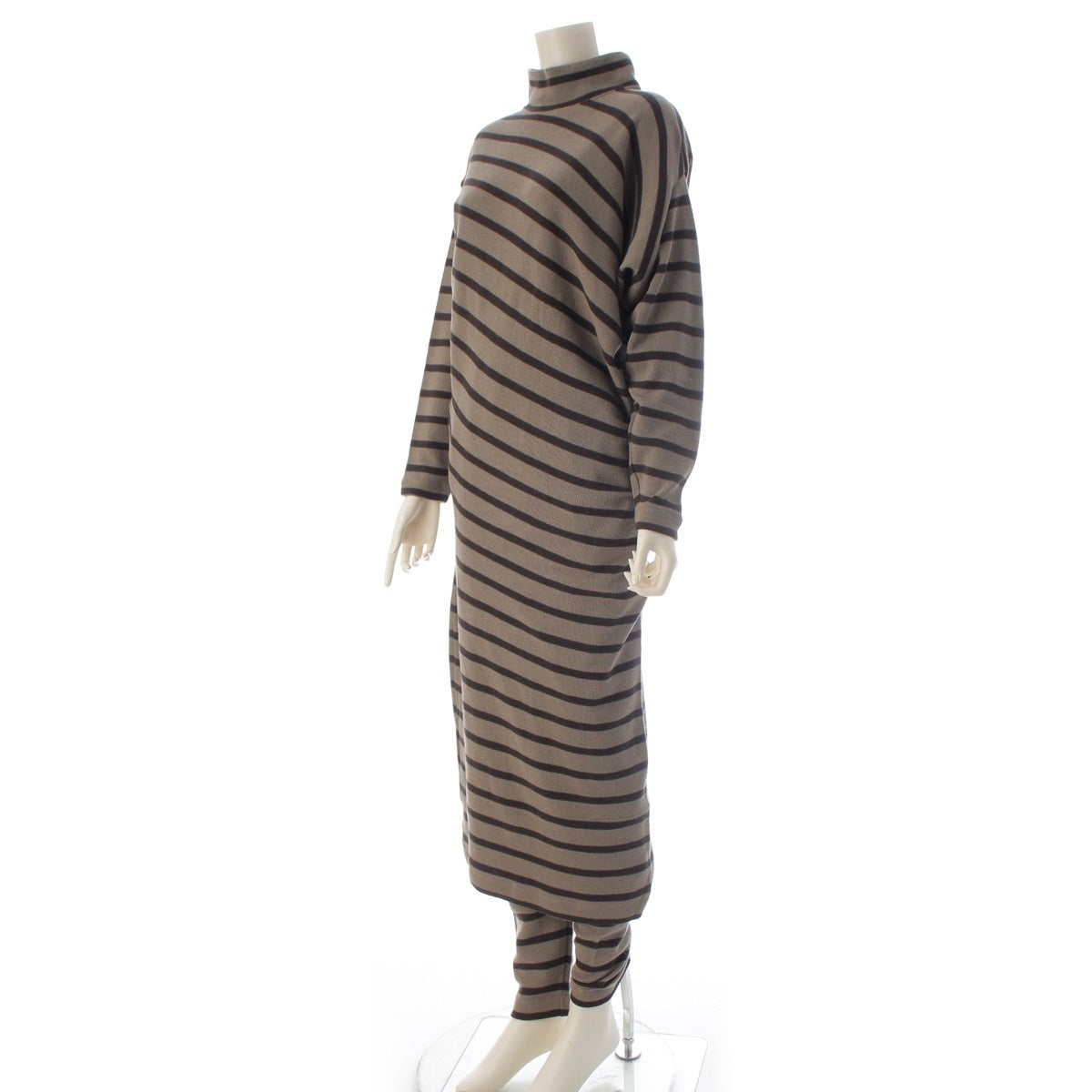 ISSEY MIYAKE Cotton wool Brush tag, border, asymmetrical, harem pants, diagonal one piece setup MY23445 MY43575 Beige, Gray, Brown 9
