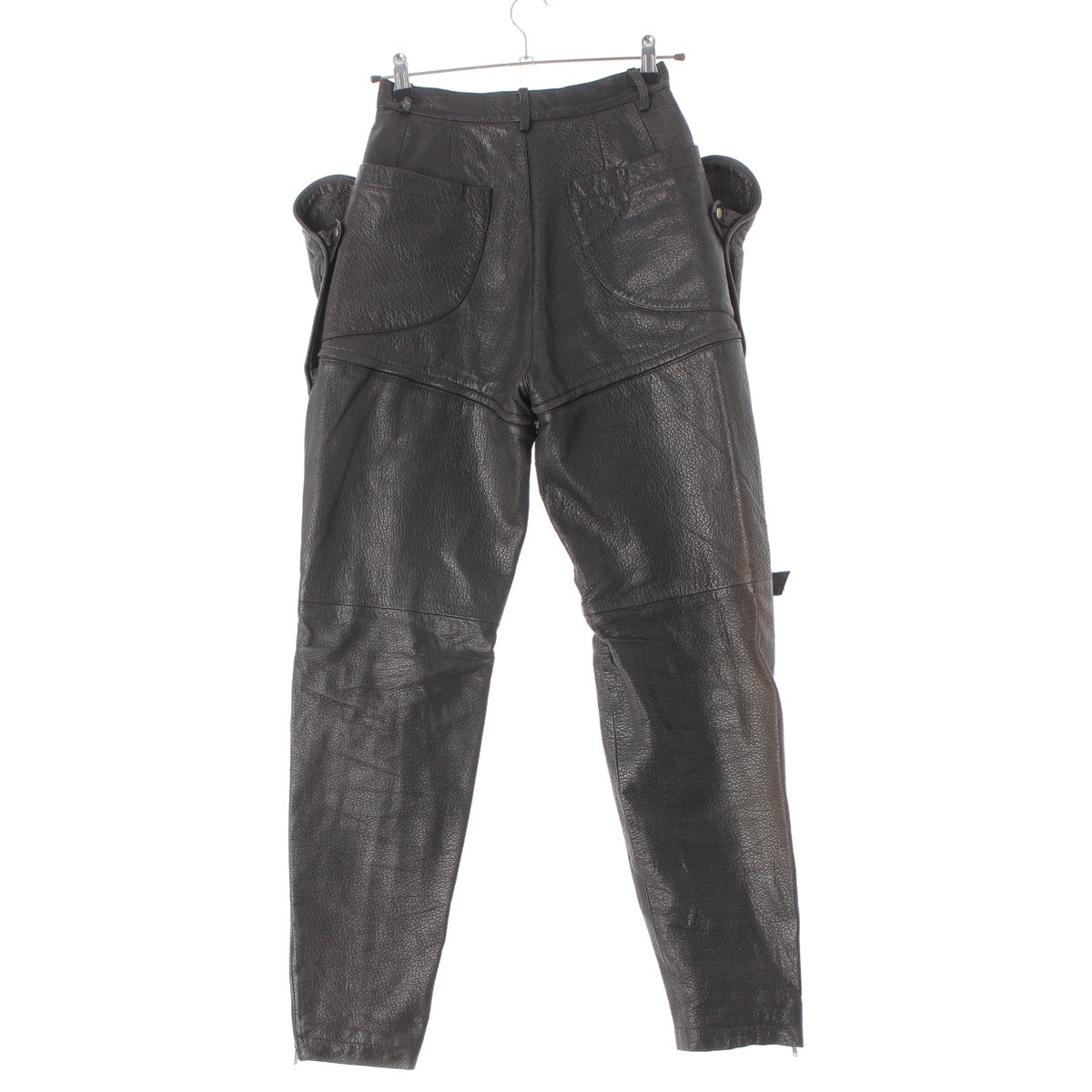 ISSEY MIYAKE Cowhide leather Early model, single-color tag, zip-up, 2-way detachable Western pants. Shorts black 8