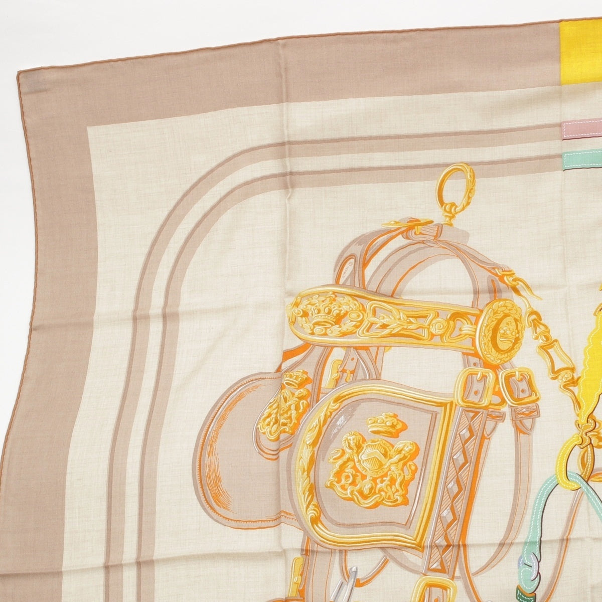 HERMES Calegean 140 cashmere silk Brides de Gala Applique Pique scarf Bride de Gala Appliqué Piqué multicolor