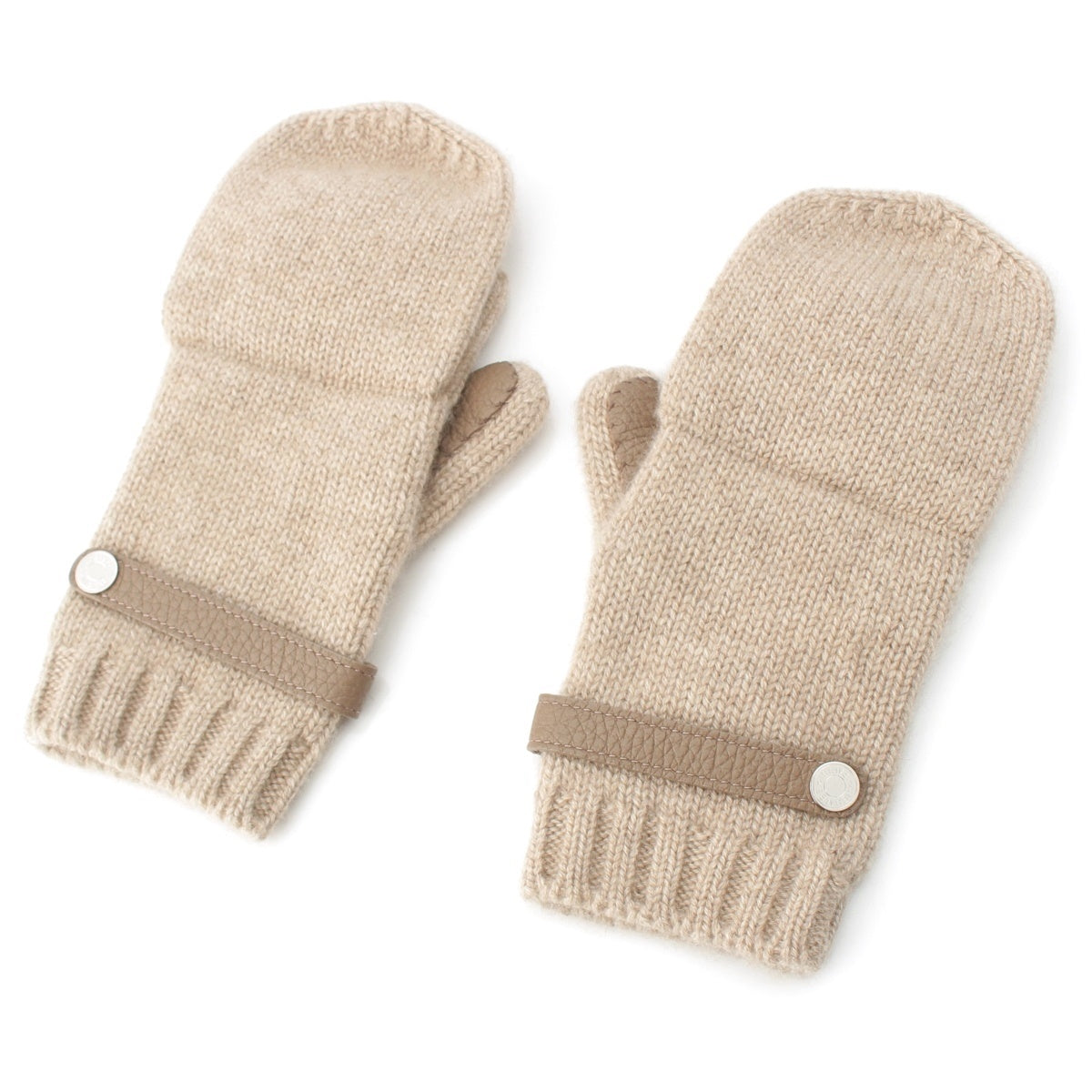 HERMES Lionel cashmere gloves Mitten glove beige