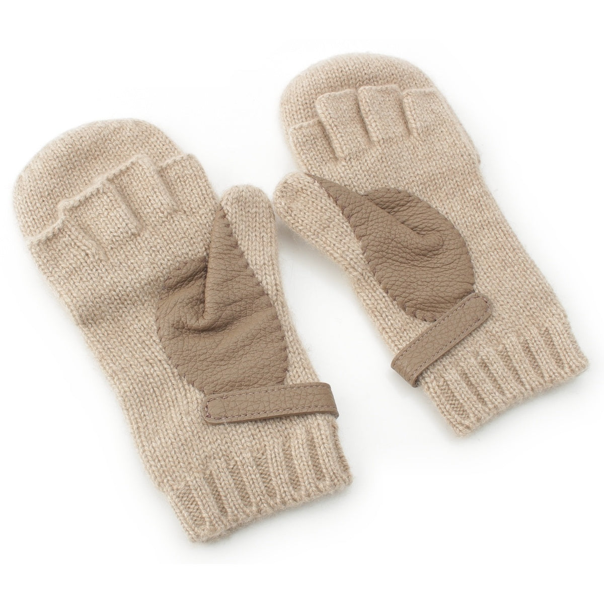 HERMES Lionel cashmere gloves Mitten glove beige