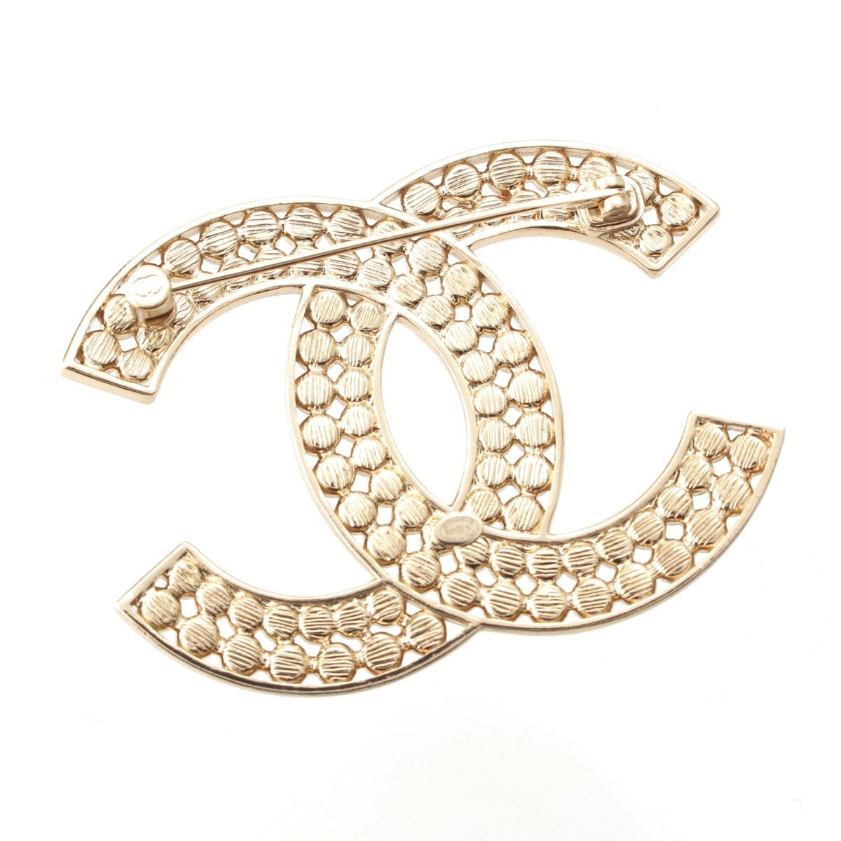 CHANEL Rhinestone COCO Mark Brooch Accessories gold