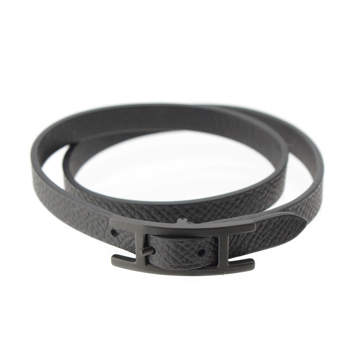 HERMES Epsom biapi double tour bracelet Accessories black T5