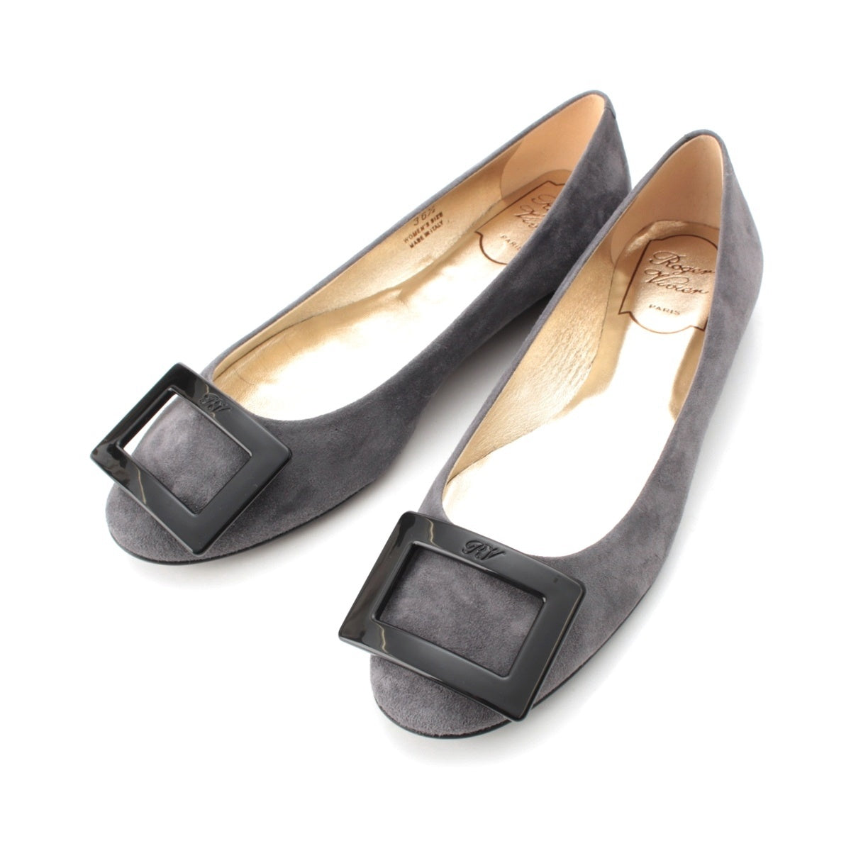 Roger Vivier Suede ballerina flat shoes pumps Gray x black 361/2