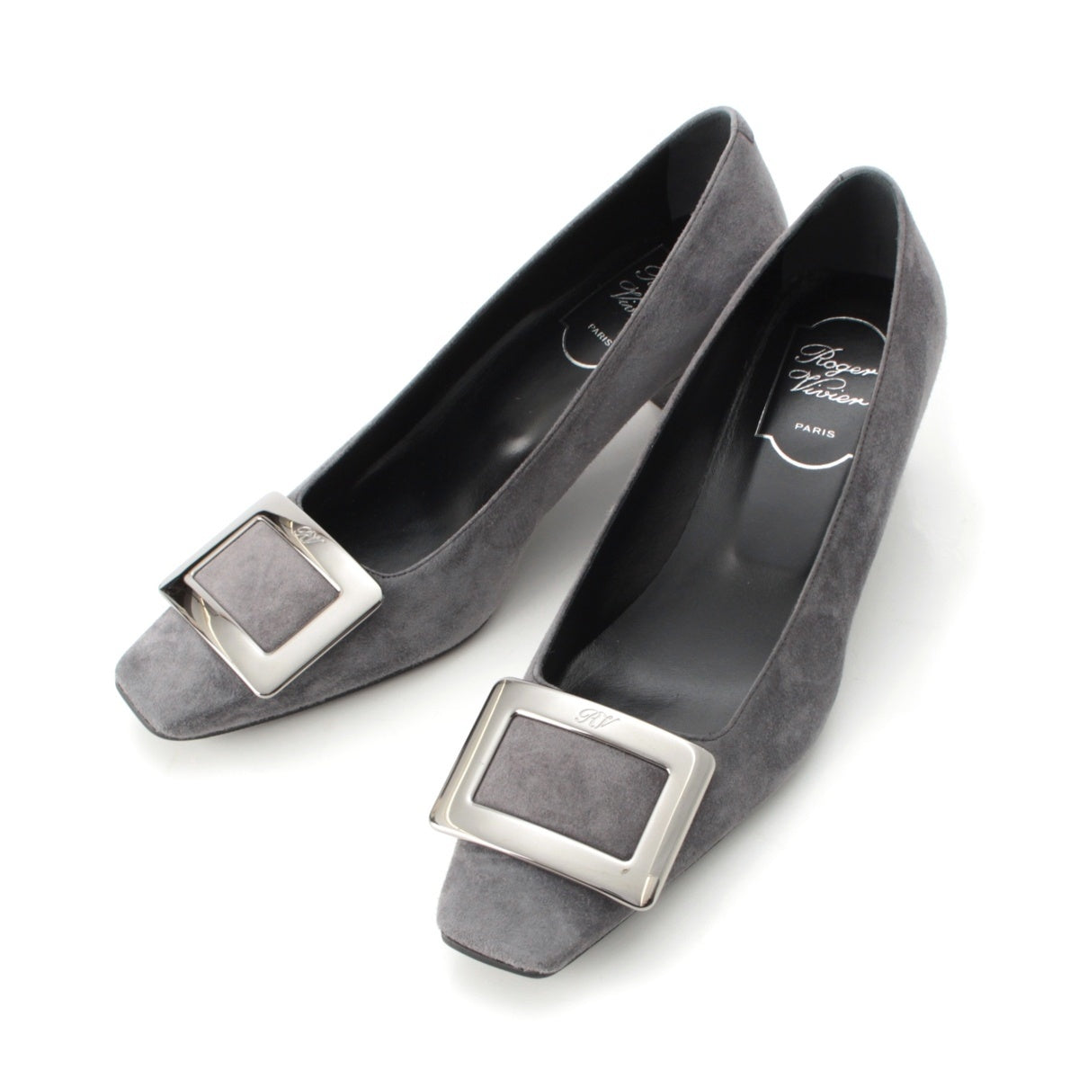 Roger Vivier Belle Vivier Suede pumps Gray x silver 36 1/2