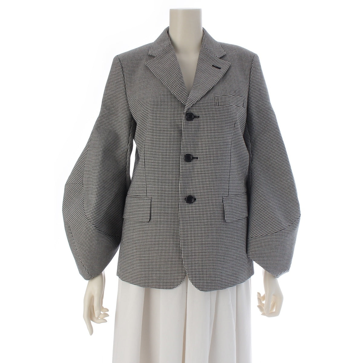 COMME des GARCONS wool Houndstooth pattern sleeve design cut tailored jacket outer GP-J028 Black x white XS