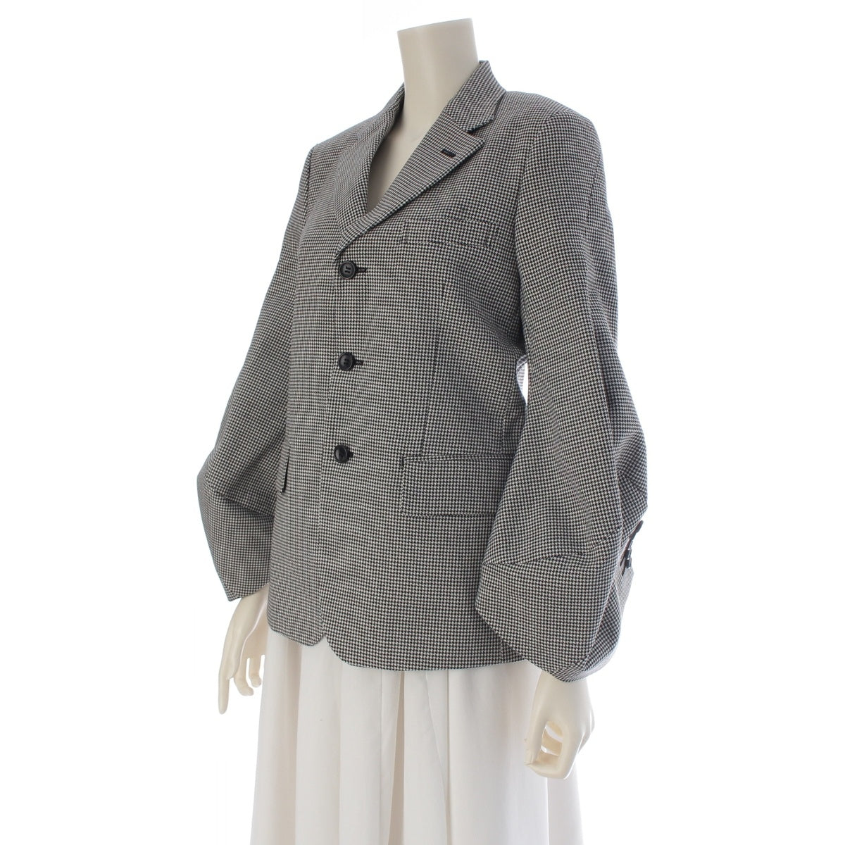 COMME des GARCONS wool Houndstooth pattern sleeve design cut tailored jacket outer GP-J028 Black x white XS
