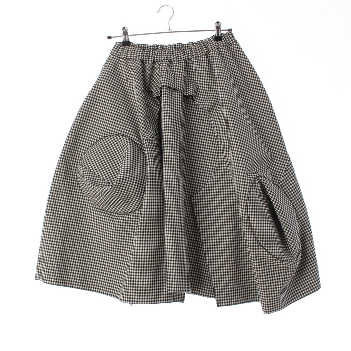 COMME des GARCONS wool Check design cut volume skirt Bottoms GP-S007 Black x White XS