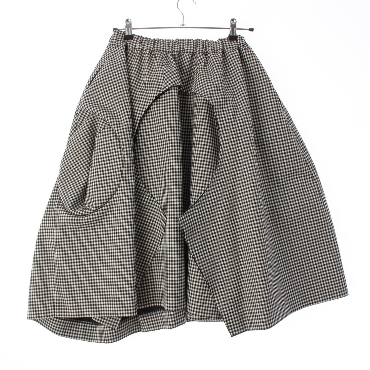COMME des GARCONS wool Check design cut volume skirt Bottoms GP-S007 Black x White XS