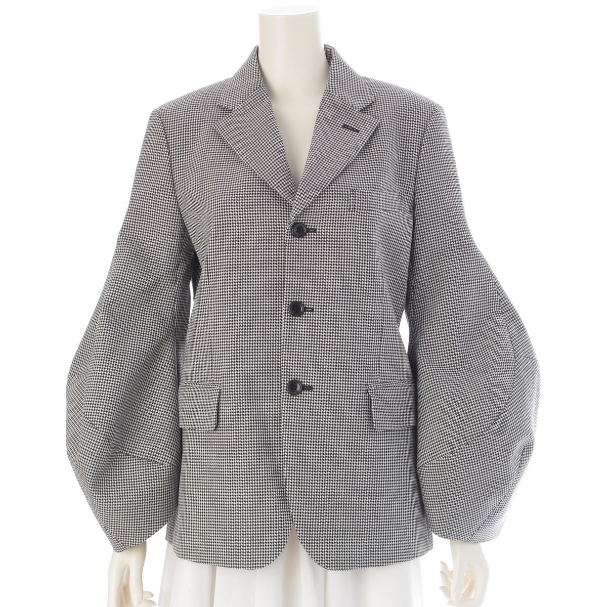 COMME des GARCONS wool Sleeve design cut houndstooth pattern tailored jacket GP-J028 Black x white S