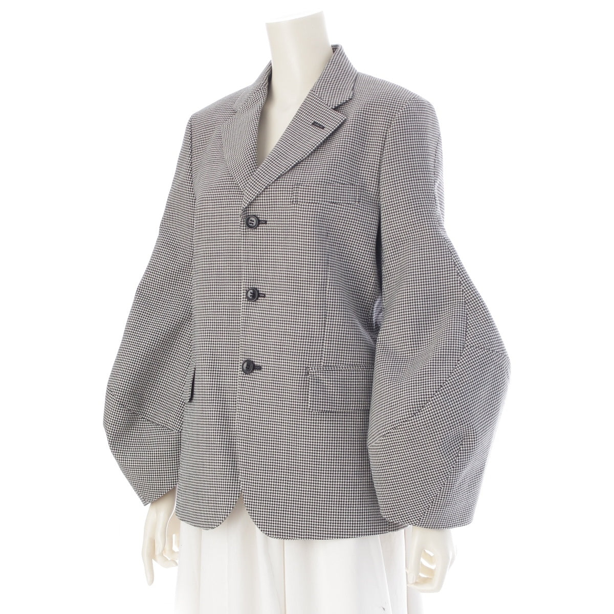 COMME des GARCONS wool Sleeve design cut houndstooth pattern tailored jacket GP-J028 Black x white S