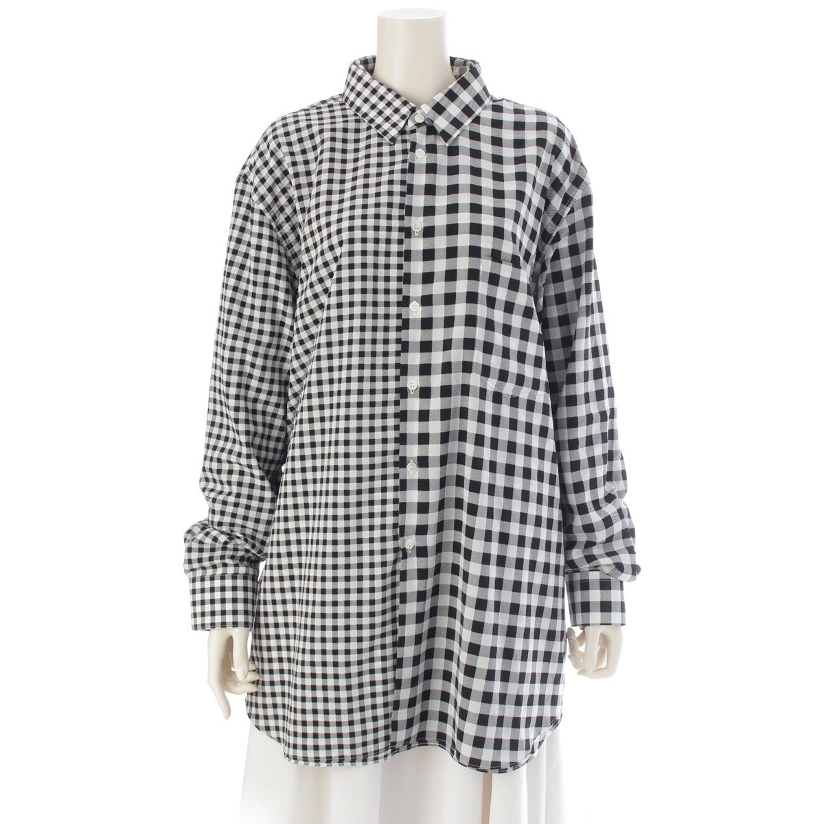 COMME des GARCONS Double design check Long sleeve shirt tops GP-B003 Black White XS