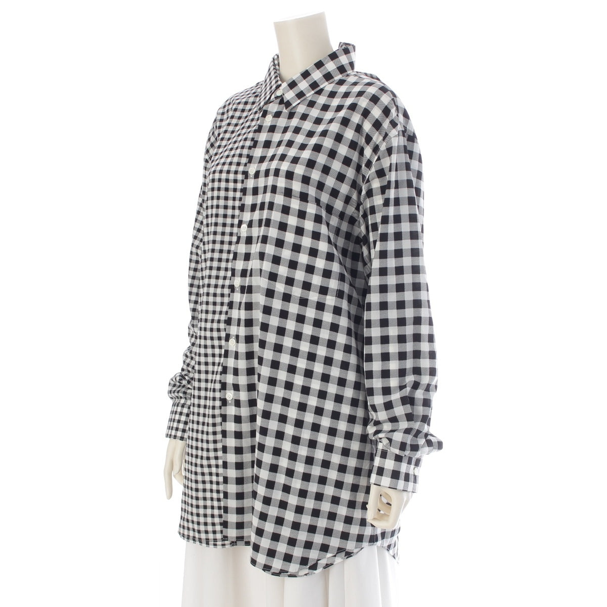 COMME des GARCONS Double design check Long sleeve shirt tops GP-B003 Black White XS