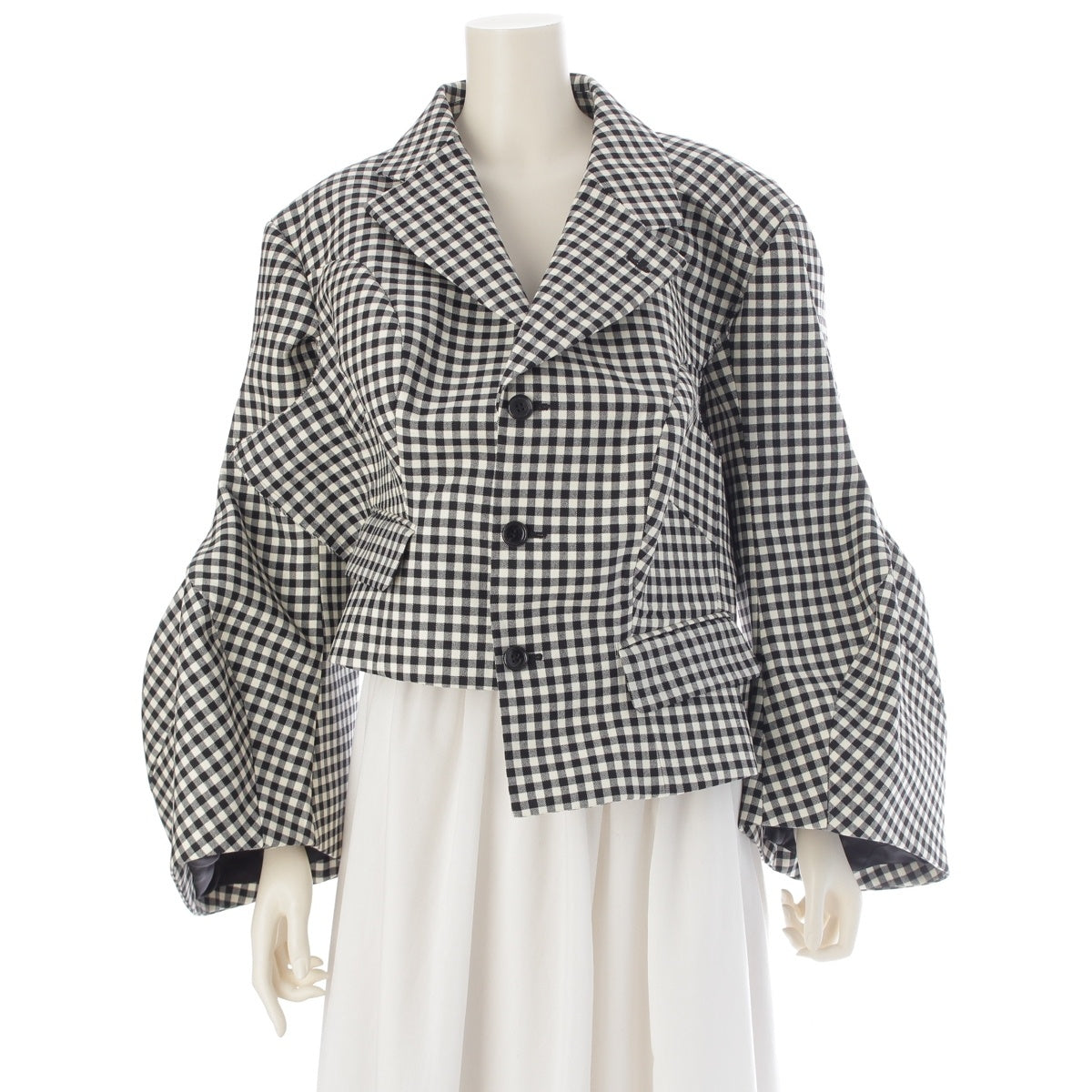 COMME des GARCONS wool Design, whole cut, raw edge tailored jacket GP-J014 Black x white L