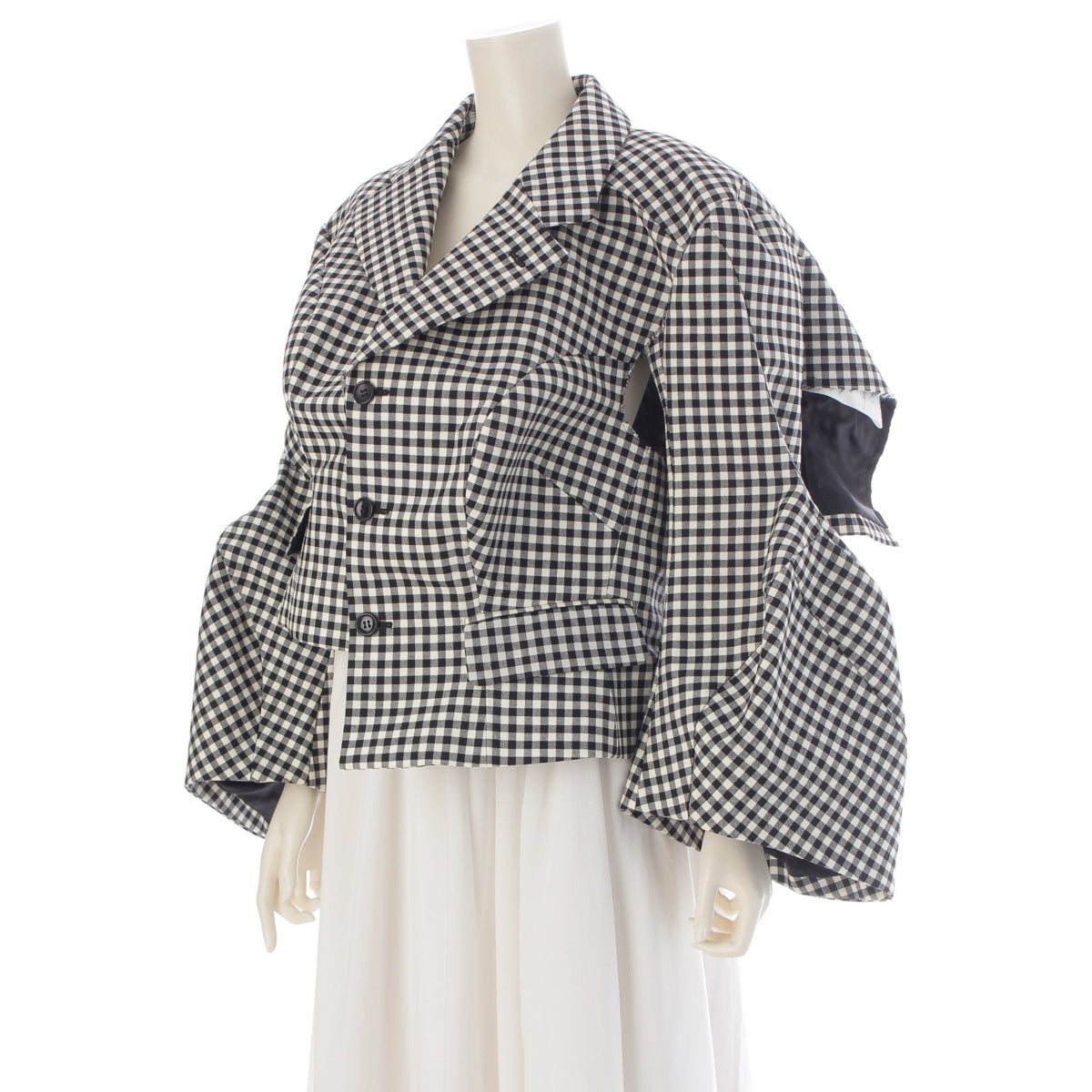 COMME des GARCONS wool Design, whole cut, raw edge tailored jacket GP-J014 Black x white L