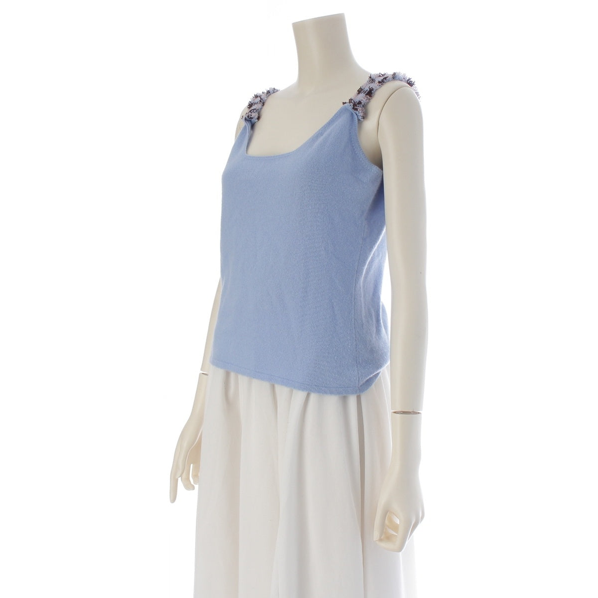 CHANEL cashmere 02A COCO Mark Knit Tank top tops P20179 blue 42