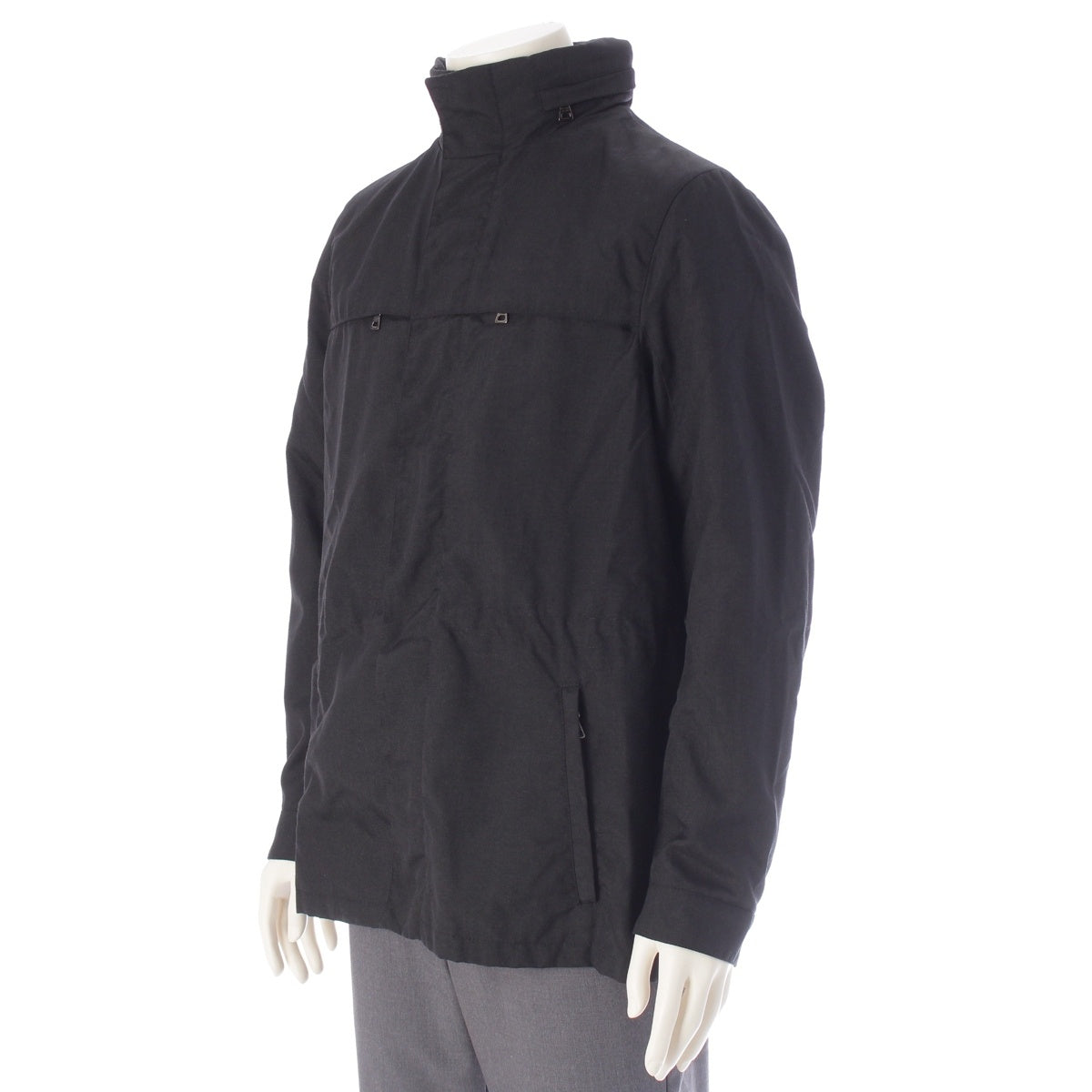 PRADA Sports Hooded, zip-up, double zipper Nylon jacket SGJ062 dark gray black