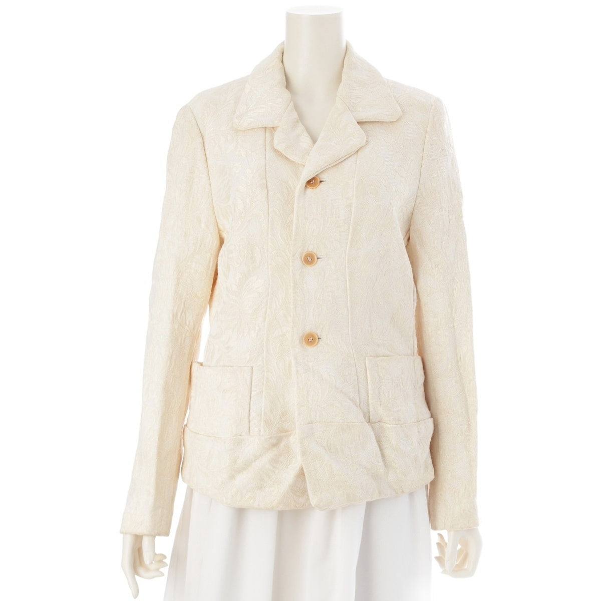 COMME des GARCONS Vintage fully embroidered tailored jacket GJ-11045 Ivory M