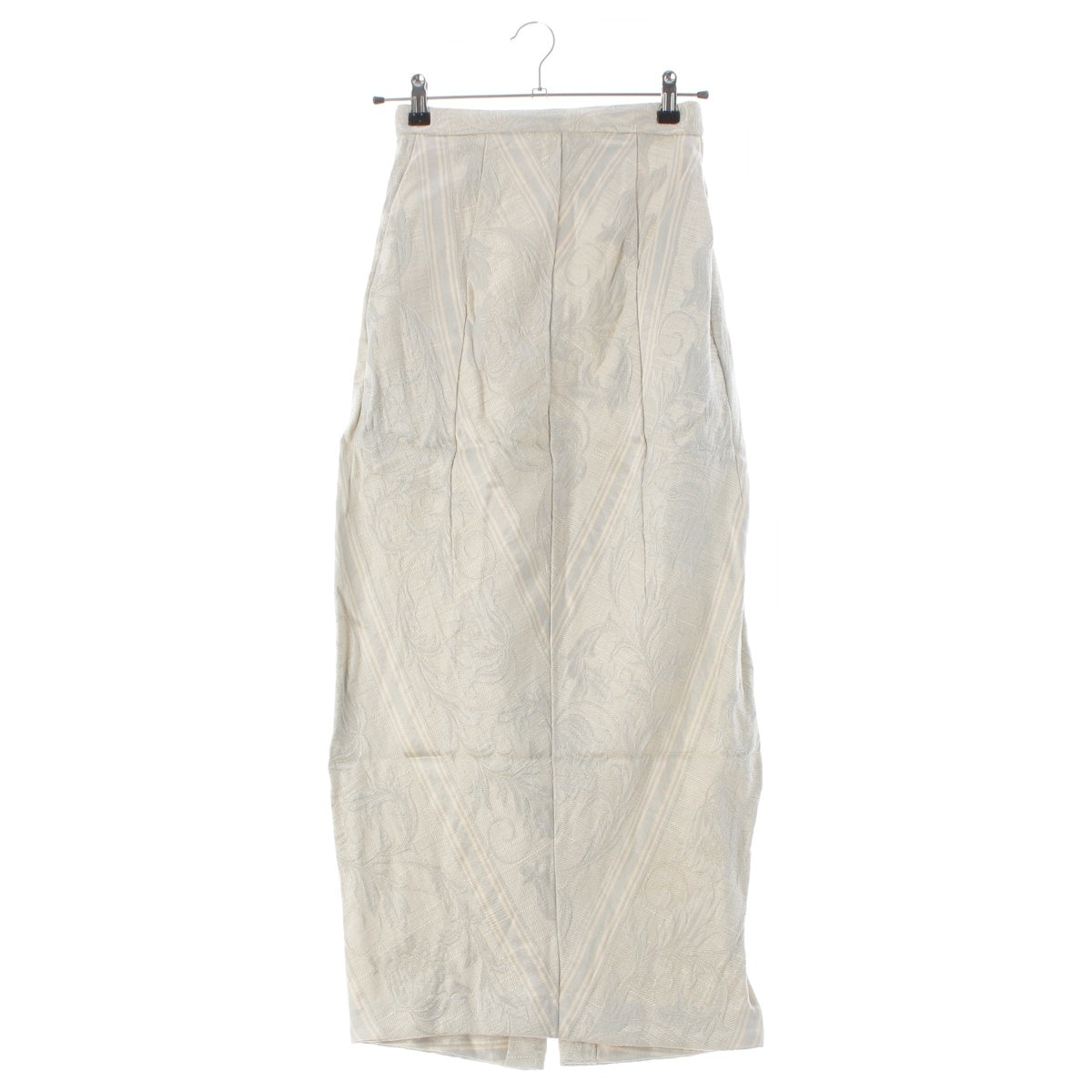 COMME des GARCONS Vintage fully embroidered floral striped long dress skirt ES-10079 Light blue white S