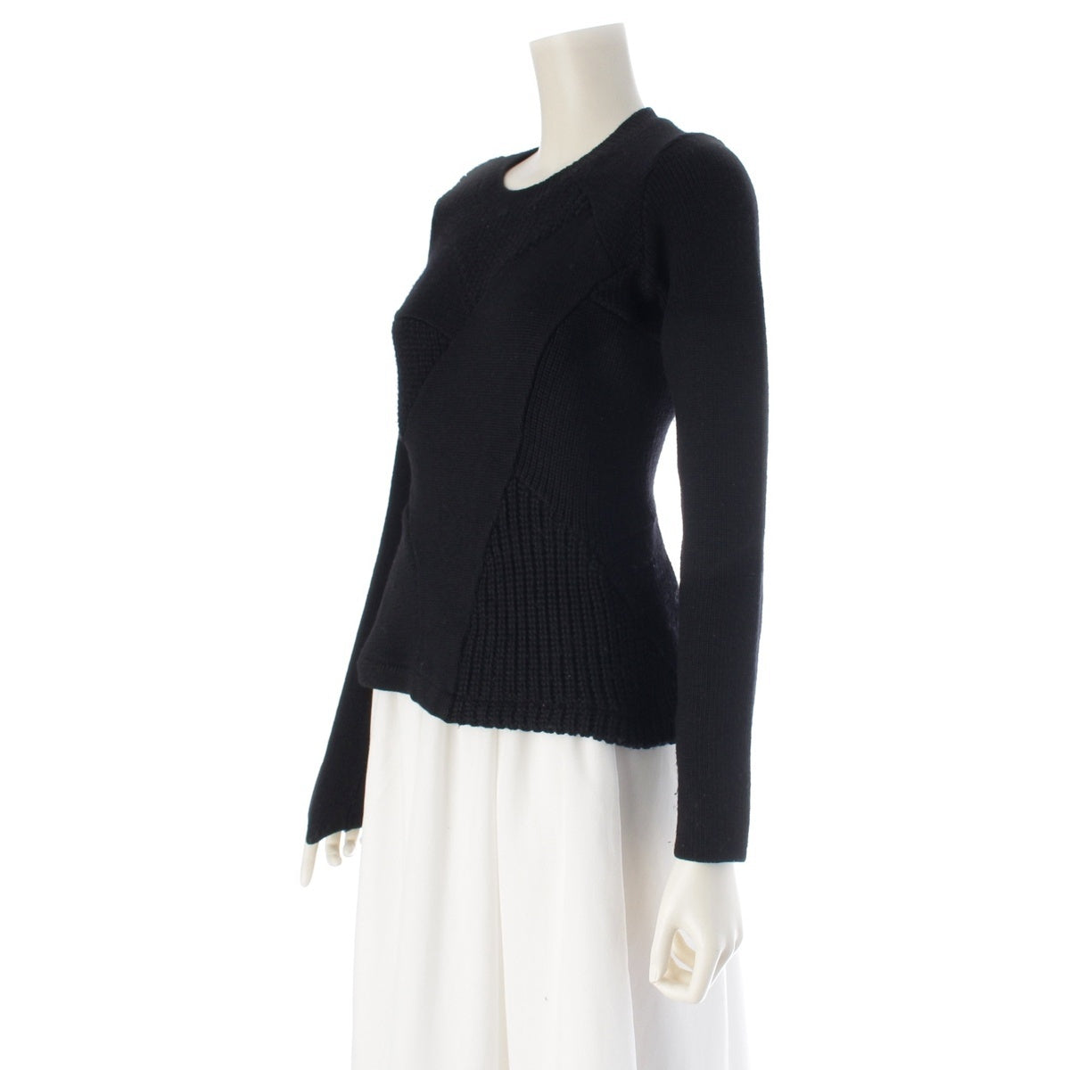 tricot COMME des GARCONS wool Vintage docking knit sweater TN-050370 black