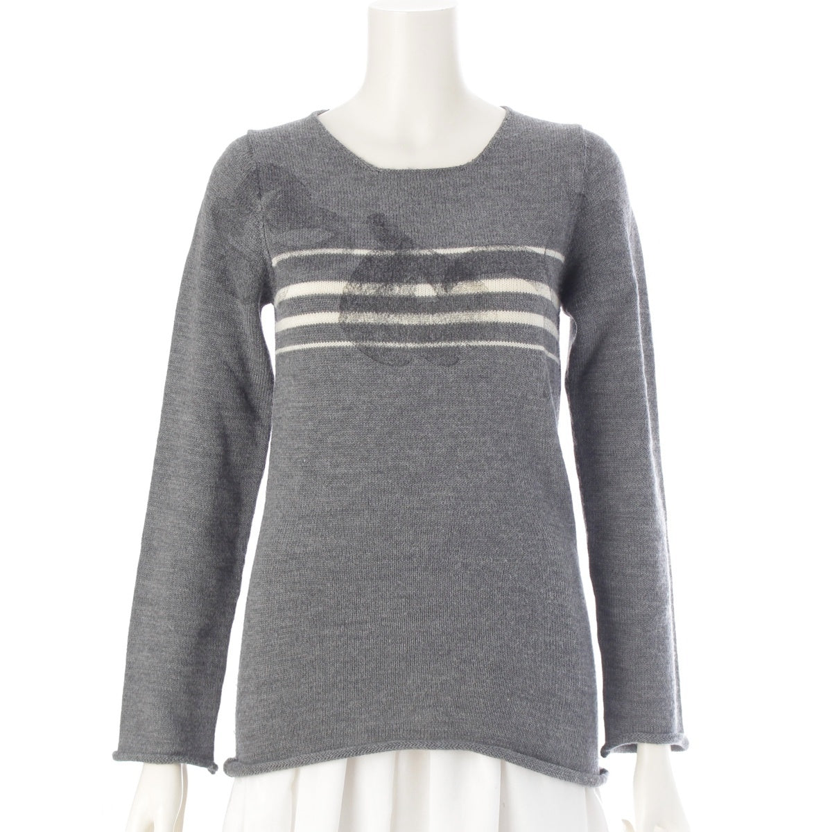 COMME des GARCONS wool Vintage border print knit sweater GN-040210 gray