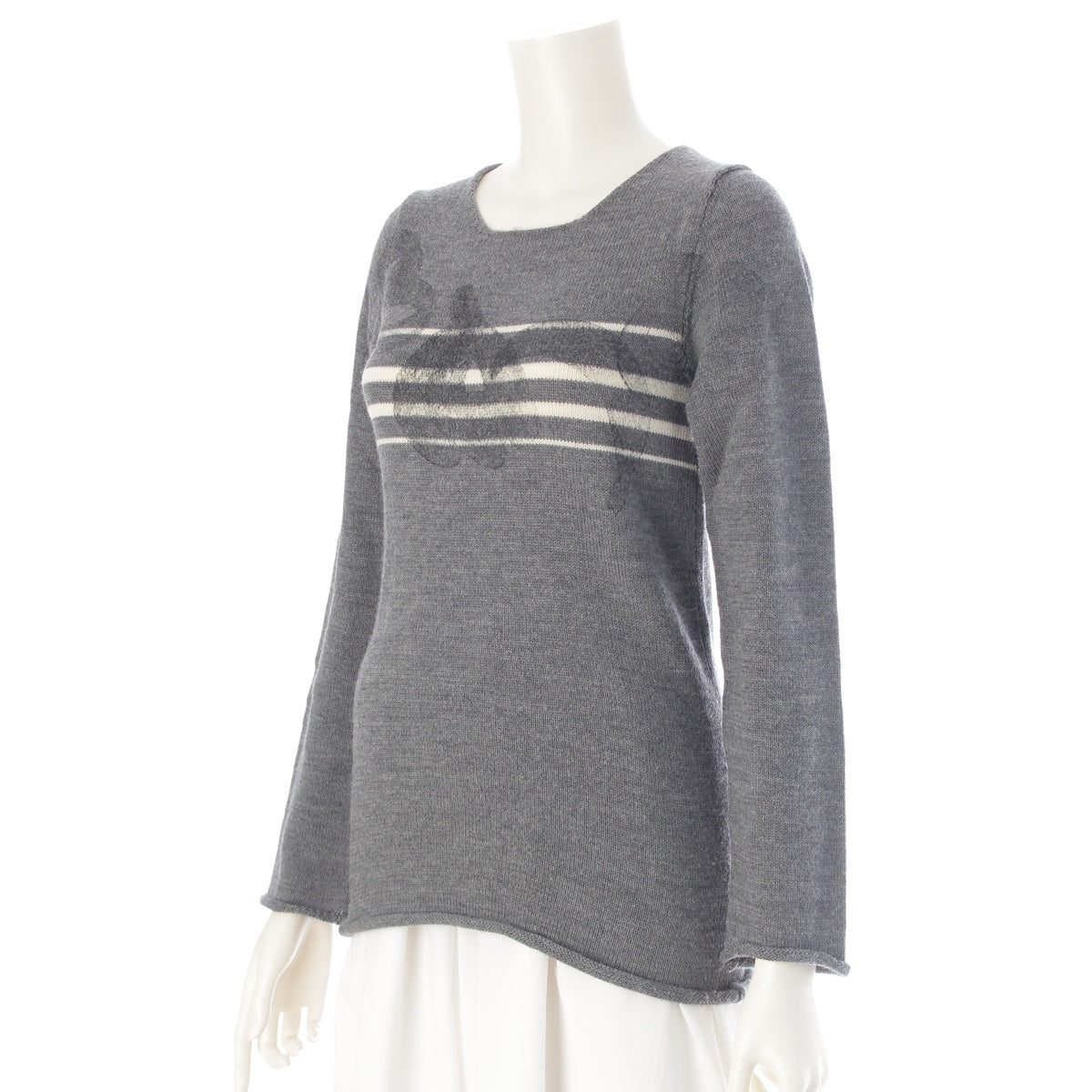 COMME des GARCONS wool Vintage border print knit sweater GN-040210 gray