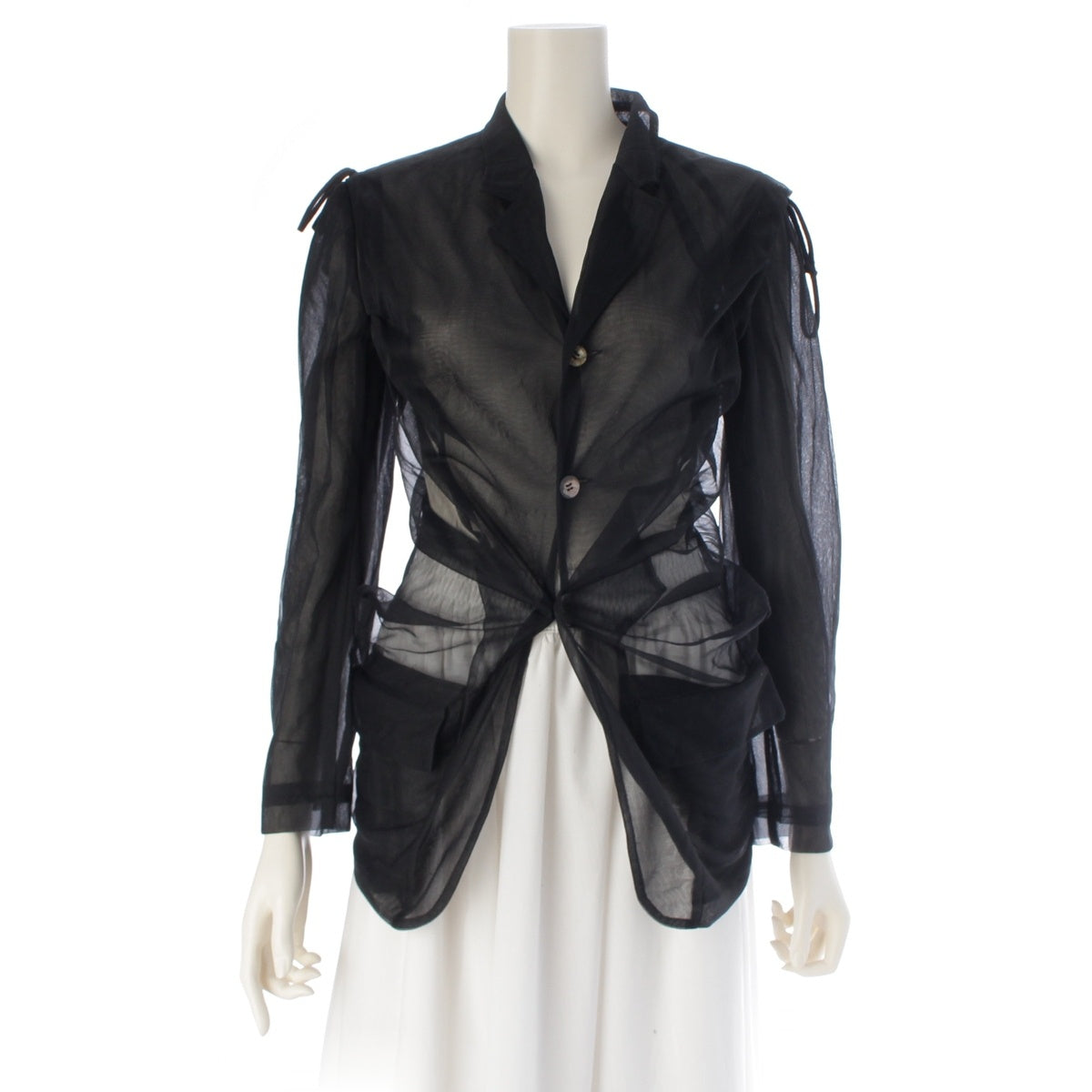 COMME des GARCONS Vintage see-through asymmetrical sheer Long sleeve shirt black M