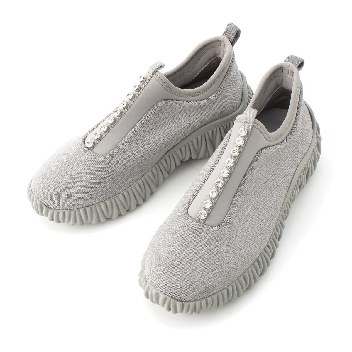 MIUMIU Bijou Matelassé Slip-on Socks, sneakers, shoes gray 37.5